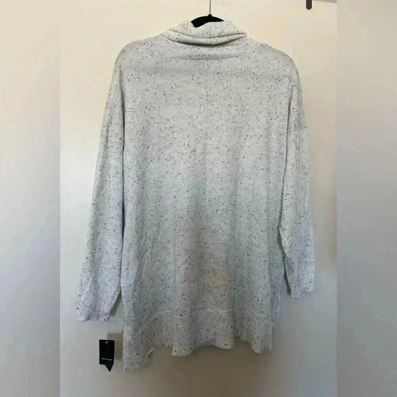 Verve Ami Cowl Neck Sweater with Rib Detail in Ivory with Black Flecks Size 1X - Picture 5 of 8